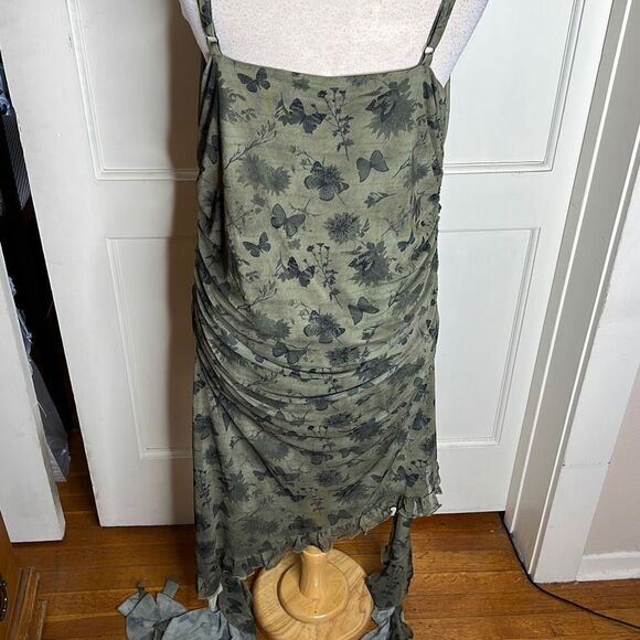 Hot Topic Green Butterflies & Flowers Asymmetrical Dress Size - Picture 6 of 7